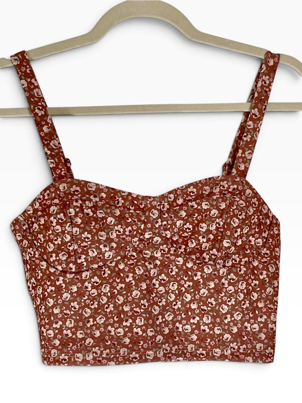 Altar'd State Floral Bustier Corset Crop Top Baked Clay Camisole M NWT Fall